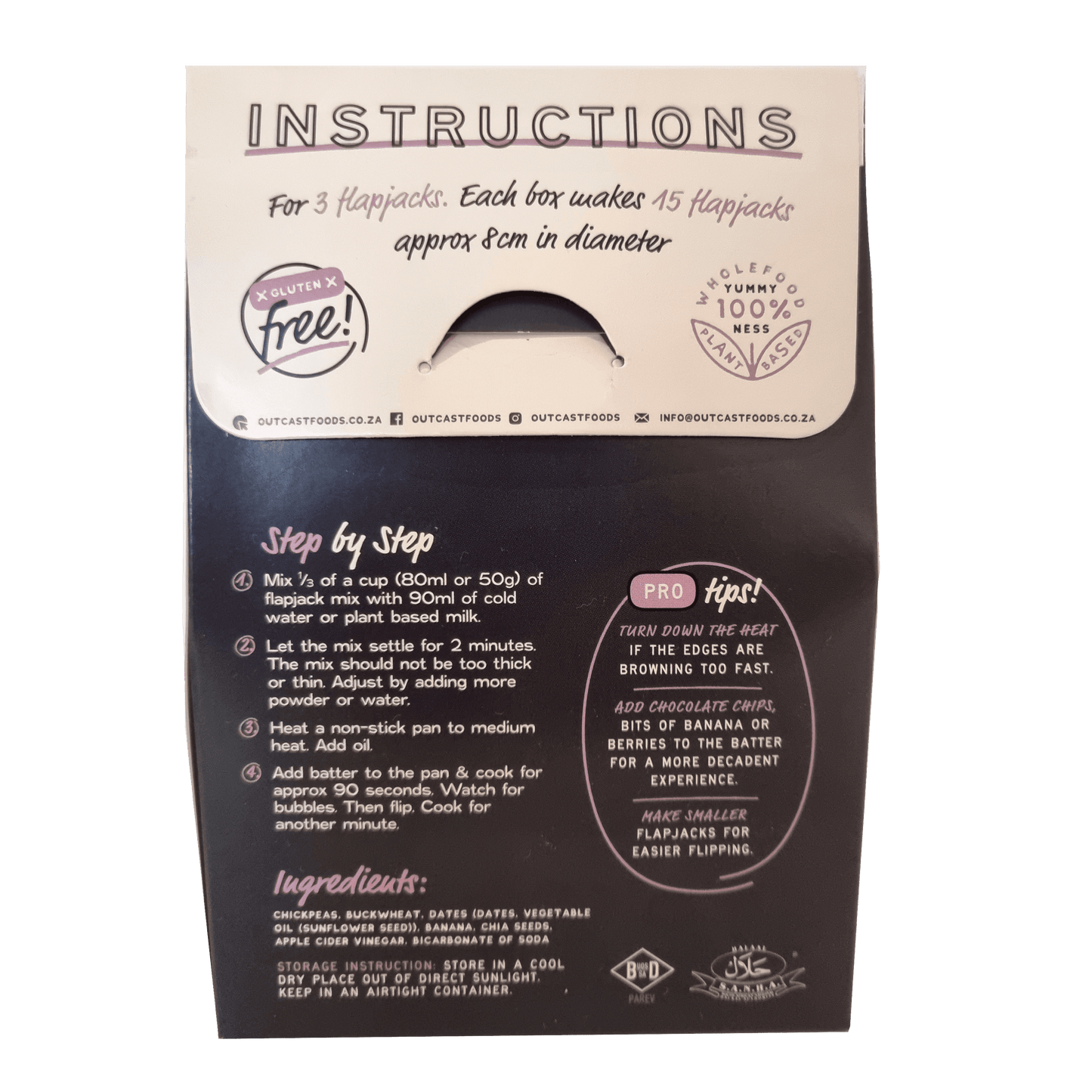 Back of the Flapjack Mix box with nutrition information and barcode.