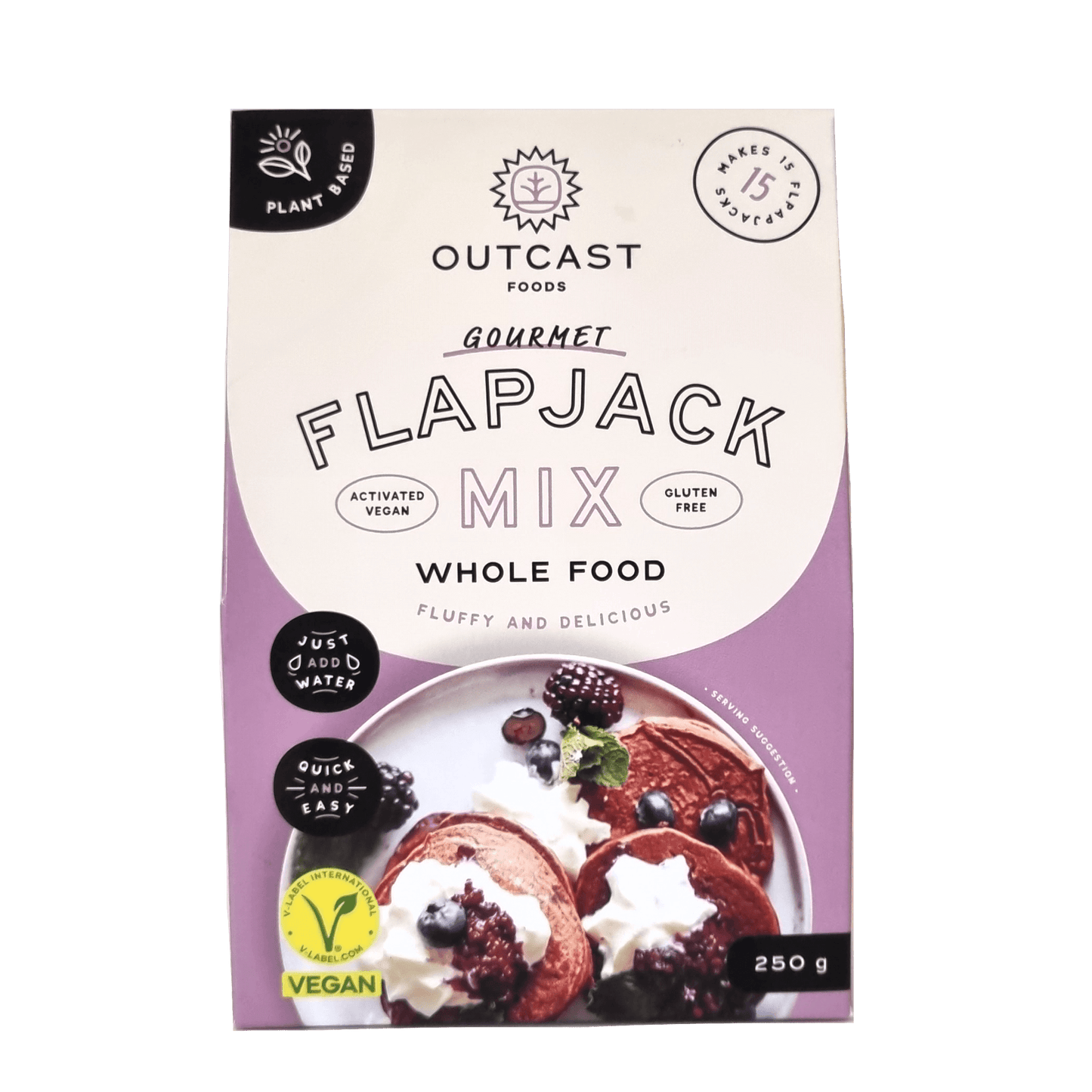Front of Wholefood Flapjack Mix packaging – gluten-free, plant-based, 250g.